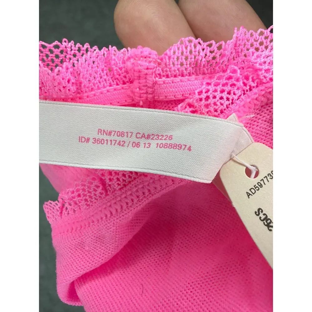 Victoria’s Secret Low Rise Bikini Pink Lace Trim Panty Large 2013